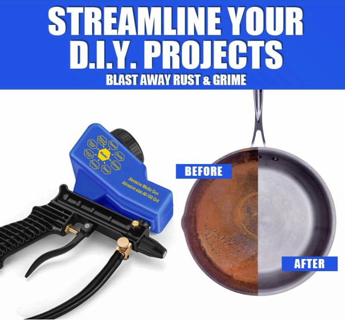 Light-Duty Air Sandblaster Gun Kit, Siphon & Gravity Feed, Ceramic Nozzle