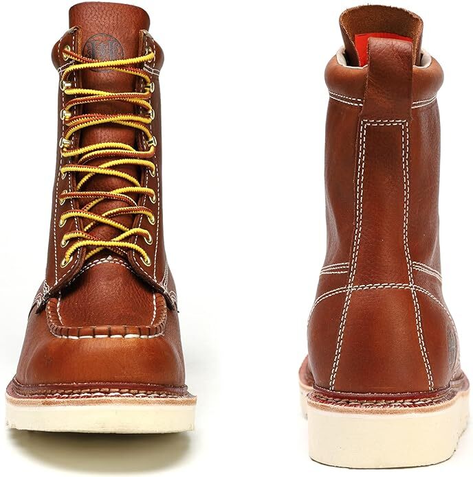 Stylish Classic 8" Soft Toe EH Leather Slip Resistant Breathable Mens Work Boot