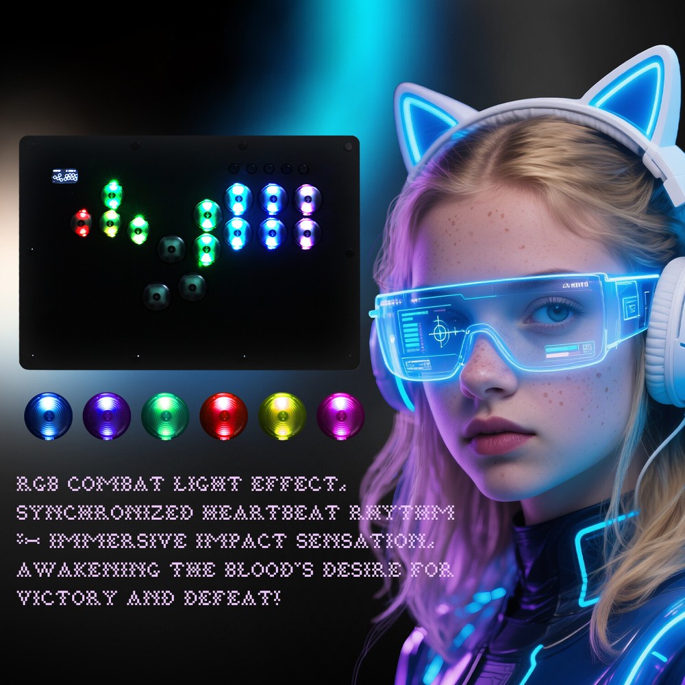 15 Buttons Hitbox Fighting Arcade Game Controller Leverless Games Console