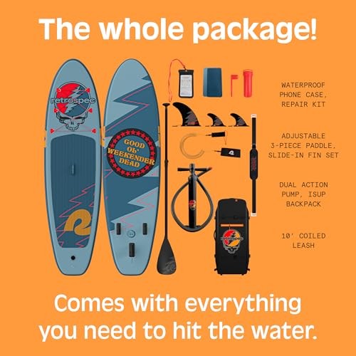 Inflatable Stand Up Paddle Board Includes Paddle, Grateful Dead Weekender