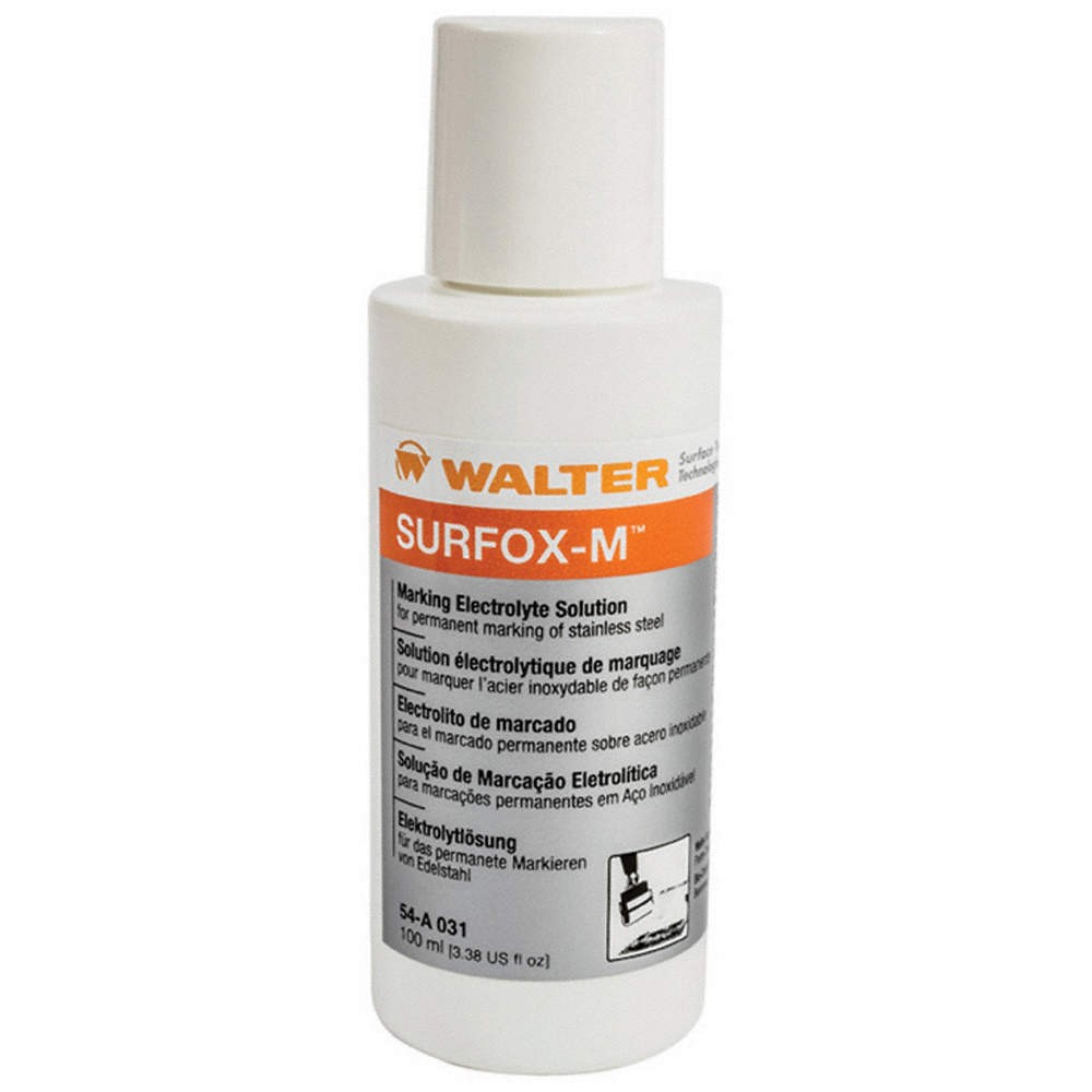 WALTER SURFACE TECHNOLOGIES 54A031 Marking Solution, 100 mL, Bottle 38Y268