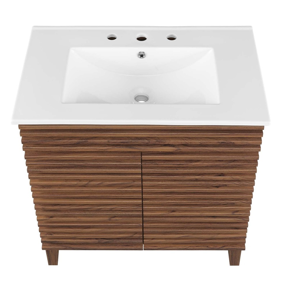Modway Render 30" Bathroom Vanity With Sink in Walnut White