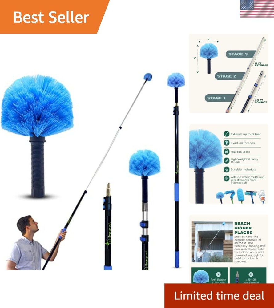 Telescoping Duster with Extension Pole for Cobweb Dusting and Cleaning