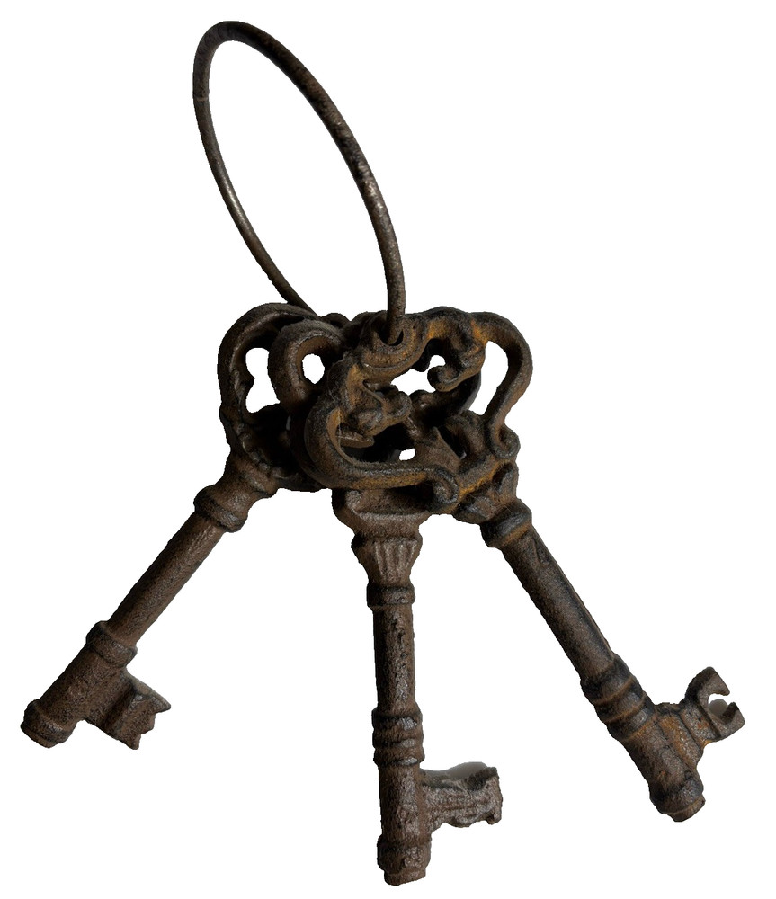 Vintage Cast Iron Key Holder With Cast Iron Keys