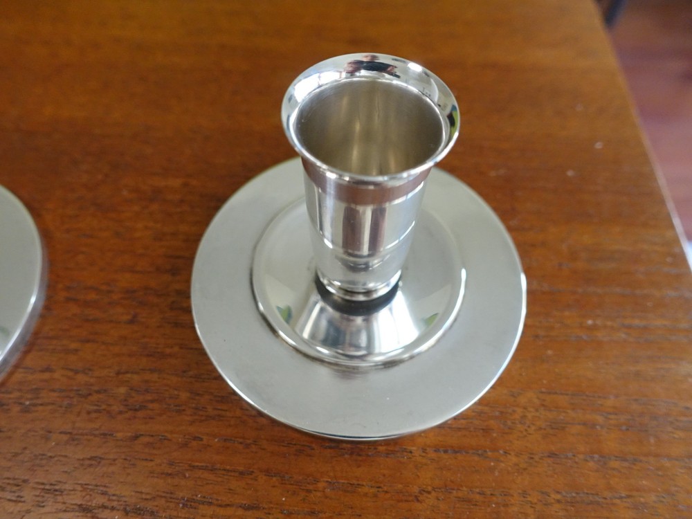 GEORG JENSEN "PYRAMID" CANDLESTICKS (PAIR) PATTERN 748 BY HARALD NIELSEN