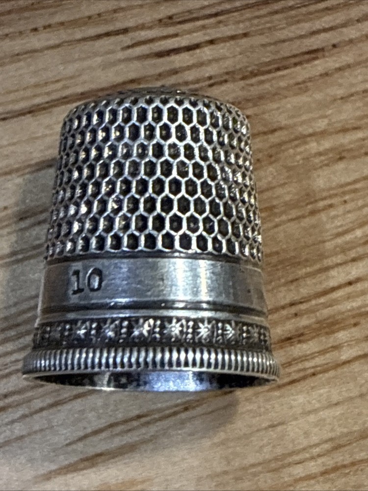 Vintage Sterling Silver #10 Thimble with Markings On Inside