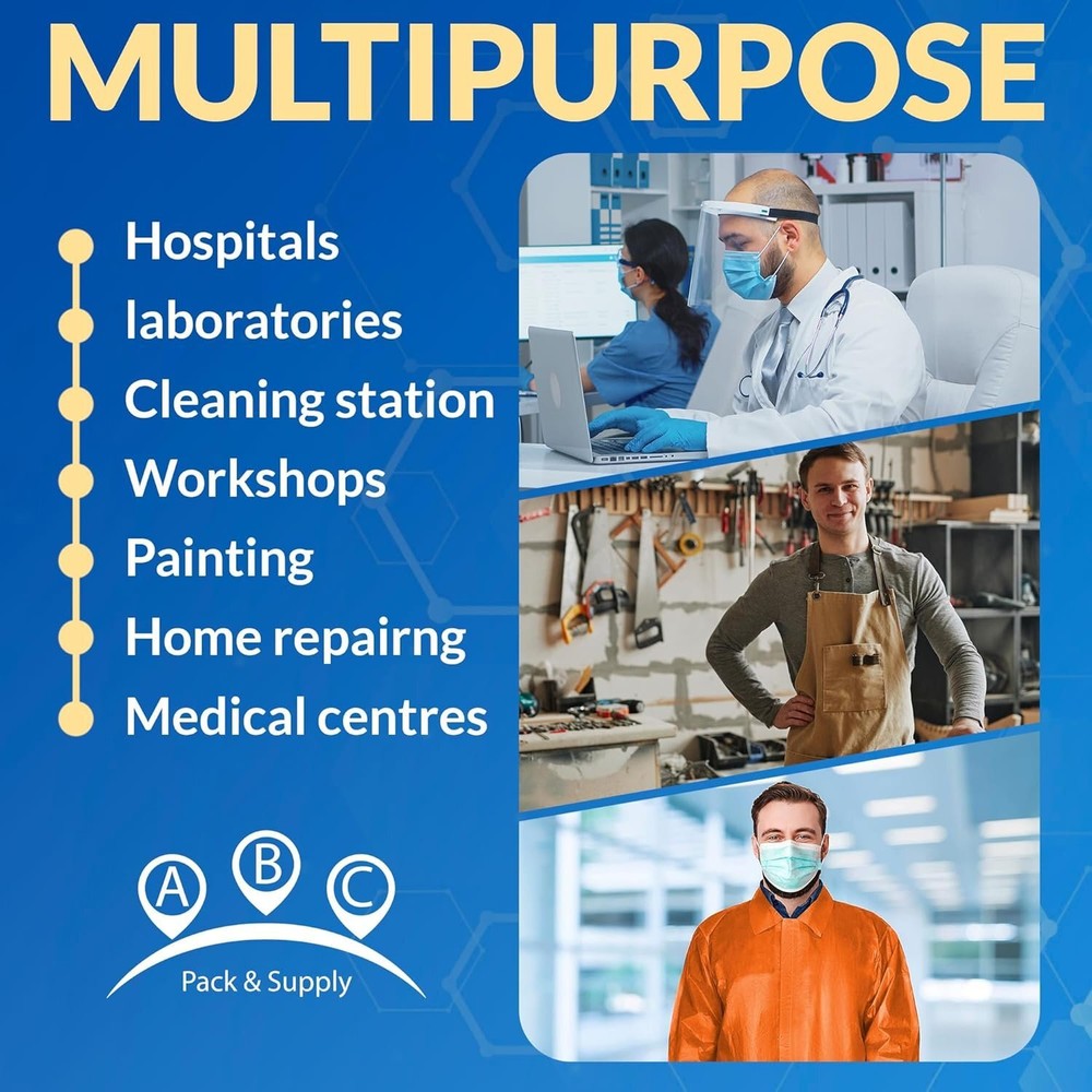 Orange Disposable Lab Coats, 3XL, 10 Pack, Polyethylene, No Pockets