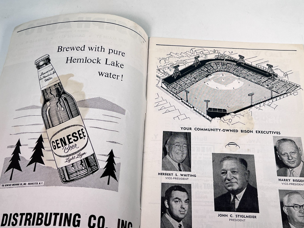 1958 Buffalo Bisons Minor League Baseball Program Unscored