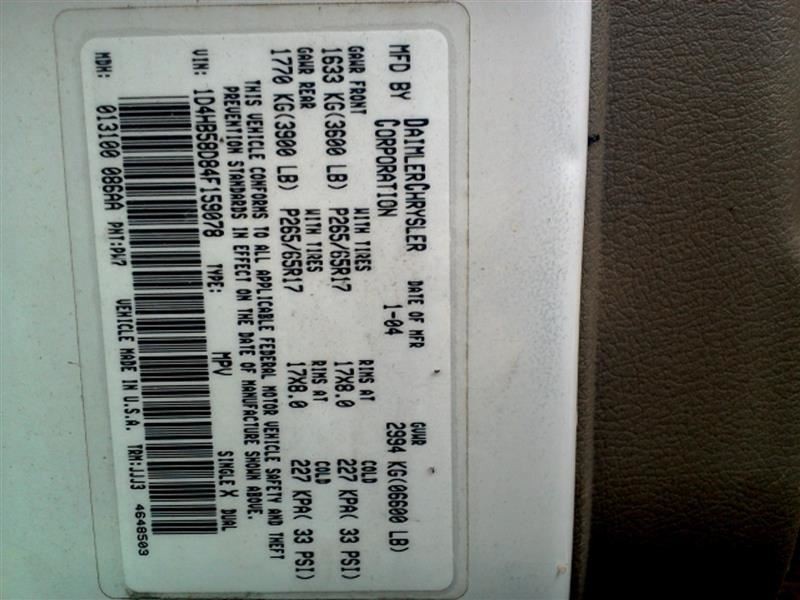 Multifunction Front Control 4WD Fits 04 Durango 3192493