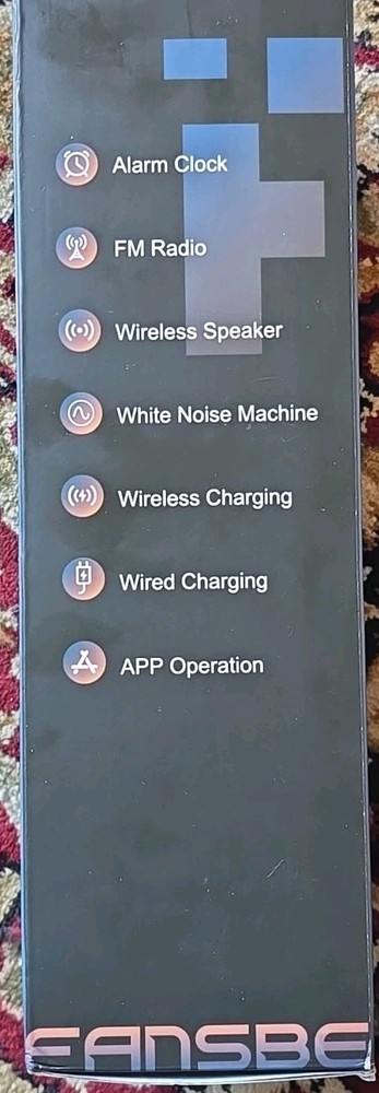 FANSBE Digital Alarm Clock White Noise, Wireless Charger AUX USB Bluetooth Speak