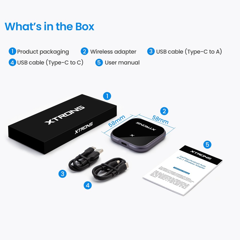 XTRONS Wireless CarPlay Android Auto Plug&Play for Factory CarPlay Android Auto