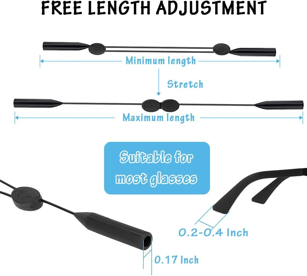 4 Pack Adjustable Glasses Strap, Durable and Waterproof Eyeglasses Retainer