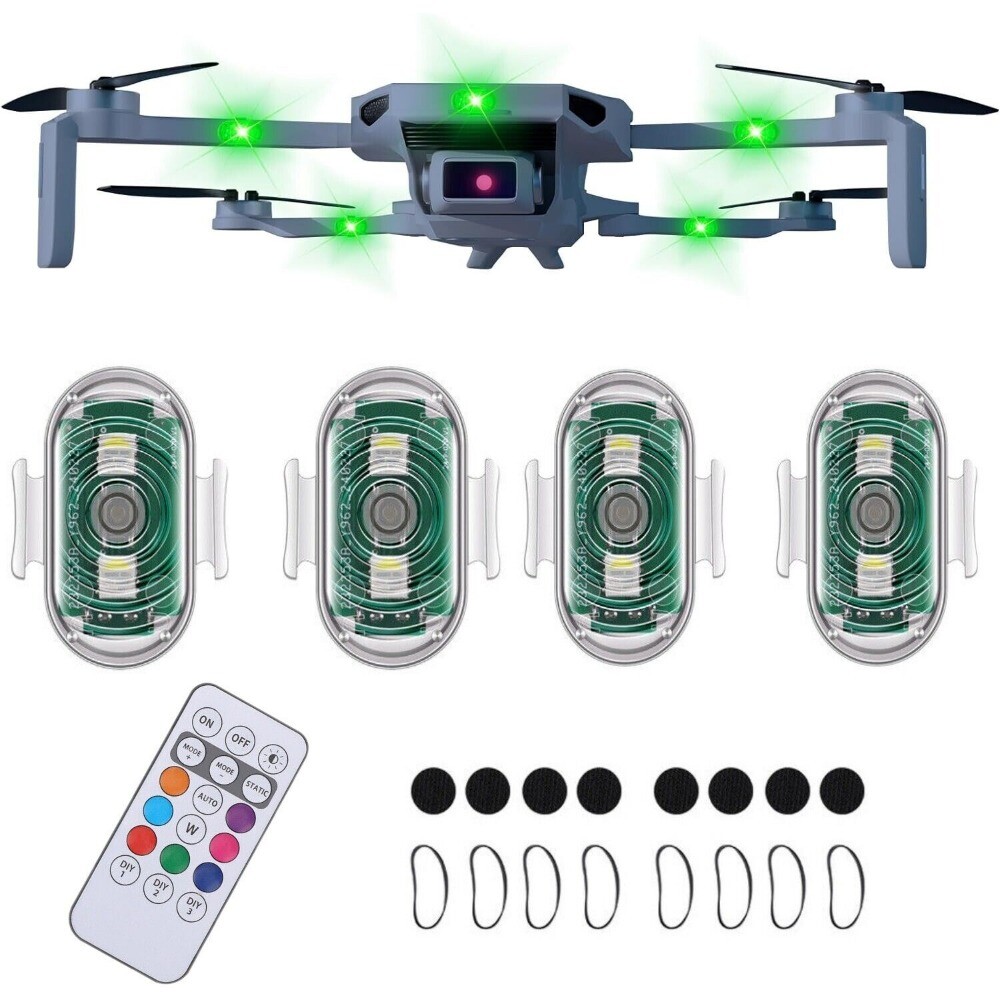 4X LED Strobe Light 8 Colors USB Rechargeable Flashing Lights Remote Controlled