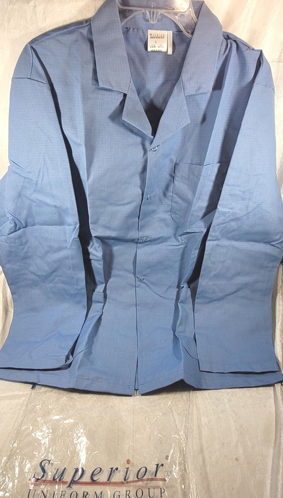 Worklon Unisex Microstat ESD Short Coat #425 - Blue Checkered - Large