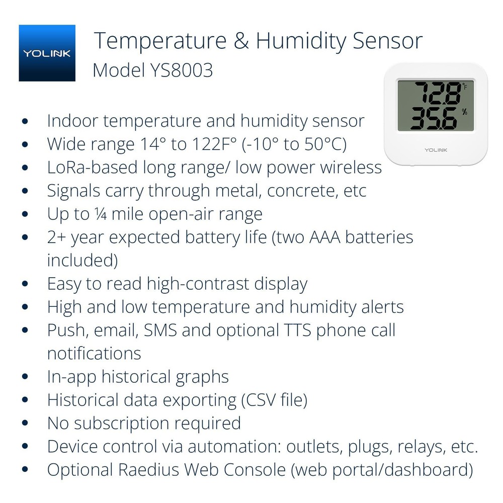 Smart Wireless Temperature & Humidity Sensor, Wide Temp Range for Fridge, Gre...