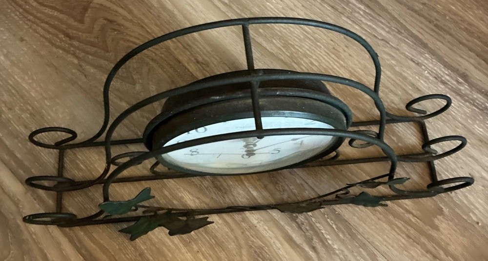 Vintage Ingraham Wire Frame Ivy Quartz Mantle Clock