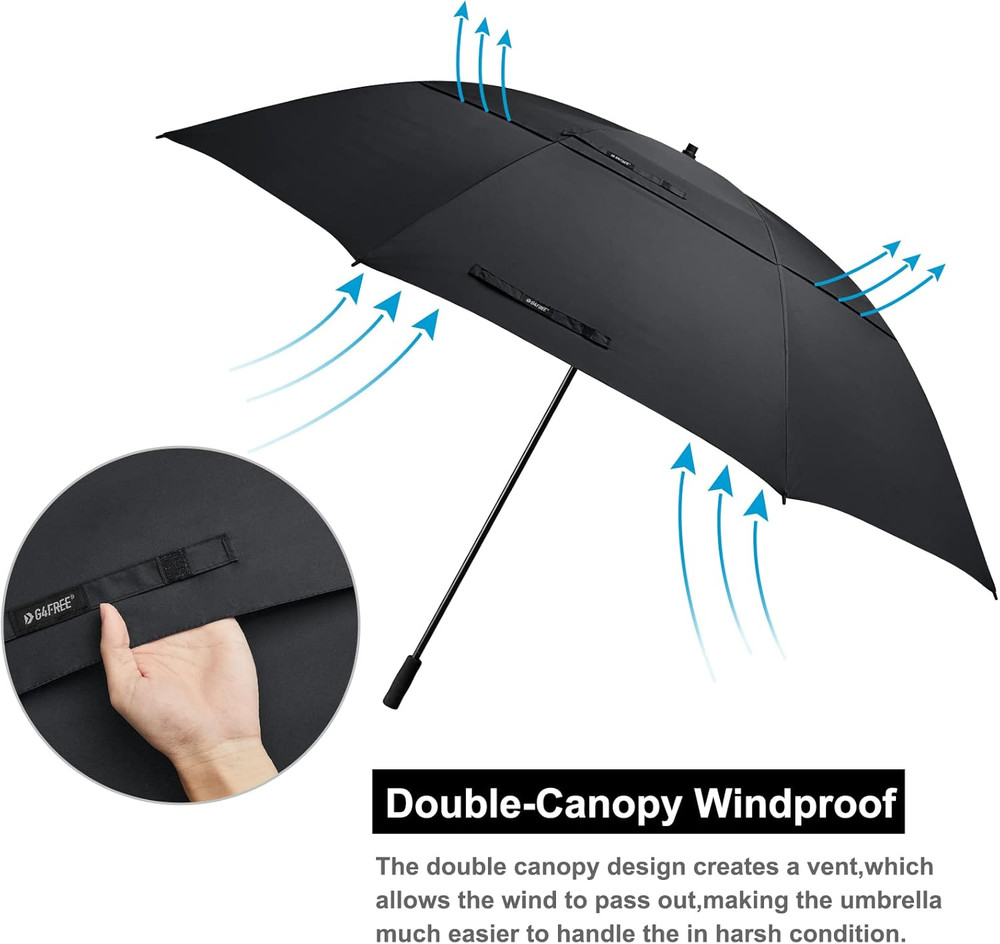 80 Inch Oversize Golf Umbrella Double Canopy Vented Windproof Heavy Duty