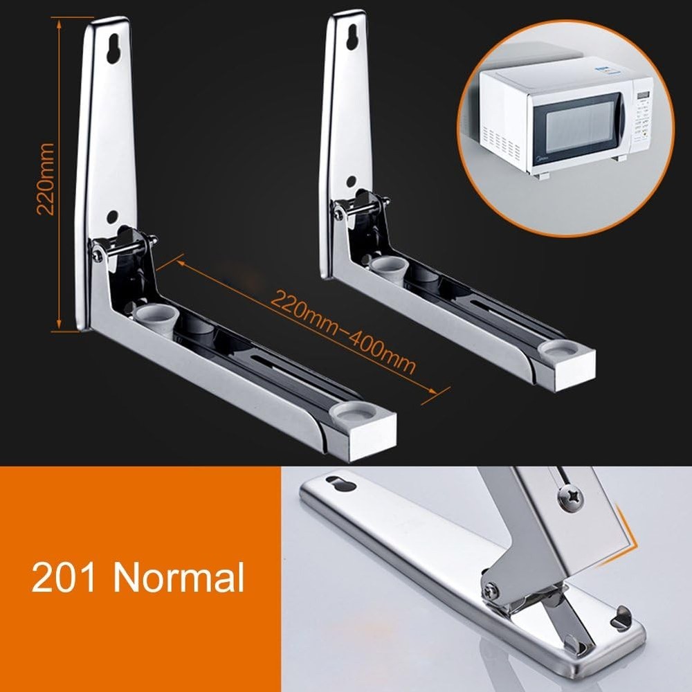 iayokocc Wall Mounted Microwave Bracket, Kitchen Foldable free size, Silver