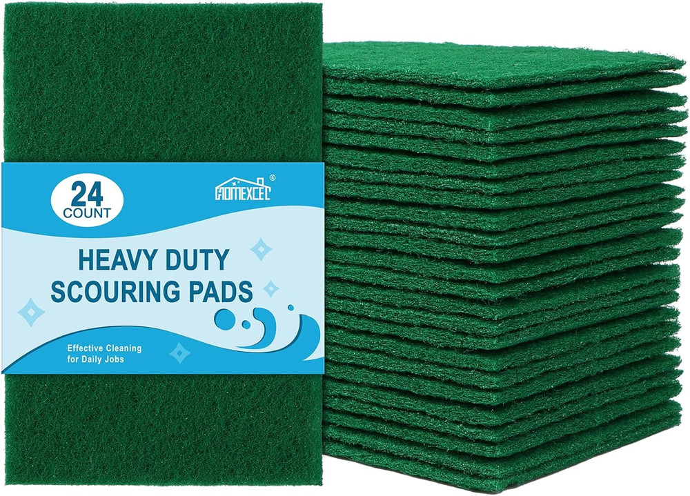 Heavy Duty Scouring Pads Green Scrub Sponges Kitchen 24 Pack
