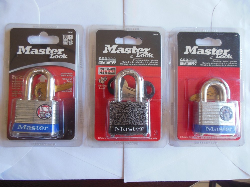 Master Lock *  Padlocks 3 pcs * Hardened Steel * Free  Shipping