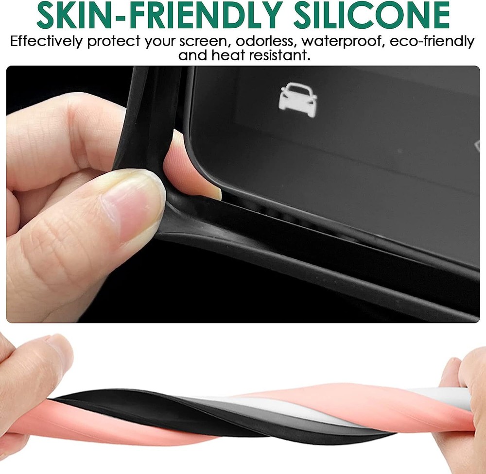 Screen Frame Protector for Tesla Model 3 Y Accessories Silicone Black 2017-2024