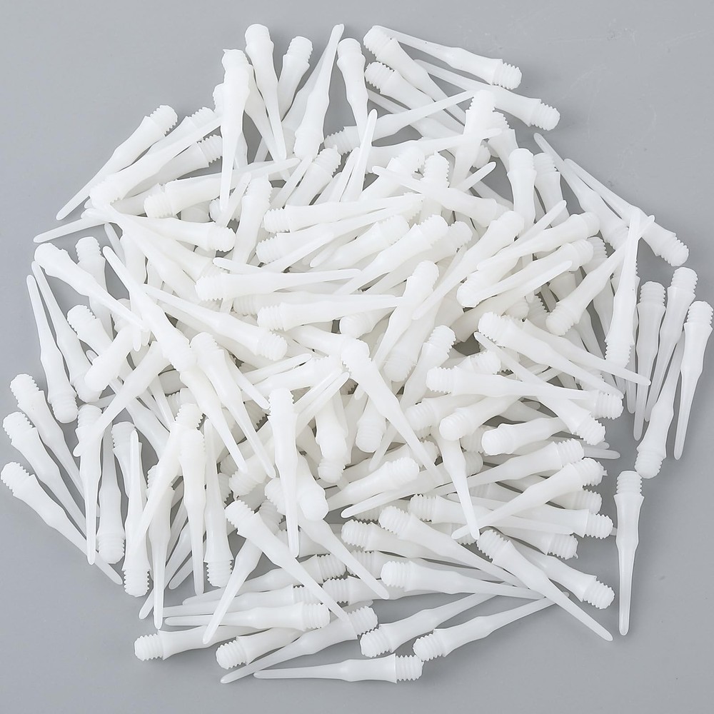 VioraWhite 200 Pack 2BA Thread Soft Tip Dart Points Plastic Replacement White