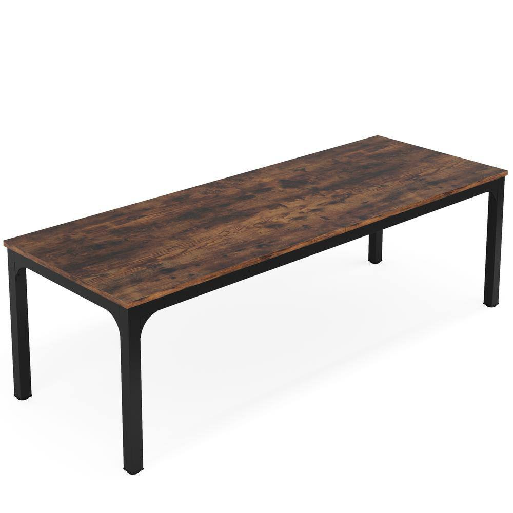 Moroni 78.7 In. Rustic Brown & Black Wood Computer Desk, Rectangular Conference