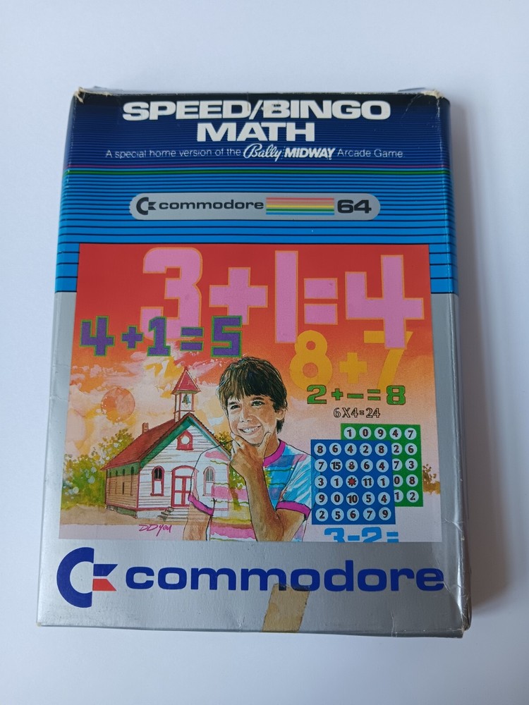 Commodore 64 Speed/Bingo Math Computer Game Cartridge Tested/Works Box Damage