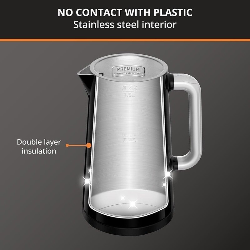 Smart Temp Electric Kettle 1.7L 5 Settings Digital Display Cordless Cool Touch
