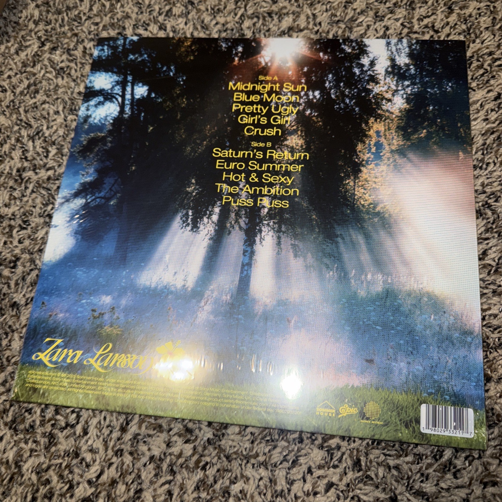 Zara Larsson Midnight Sun Clear Vinyl LP Record Signed AUTO IN HAND!