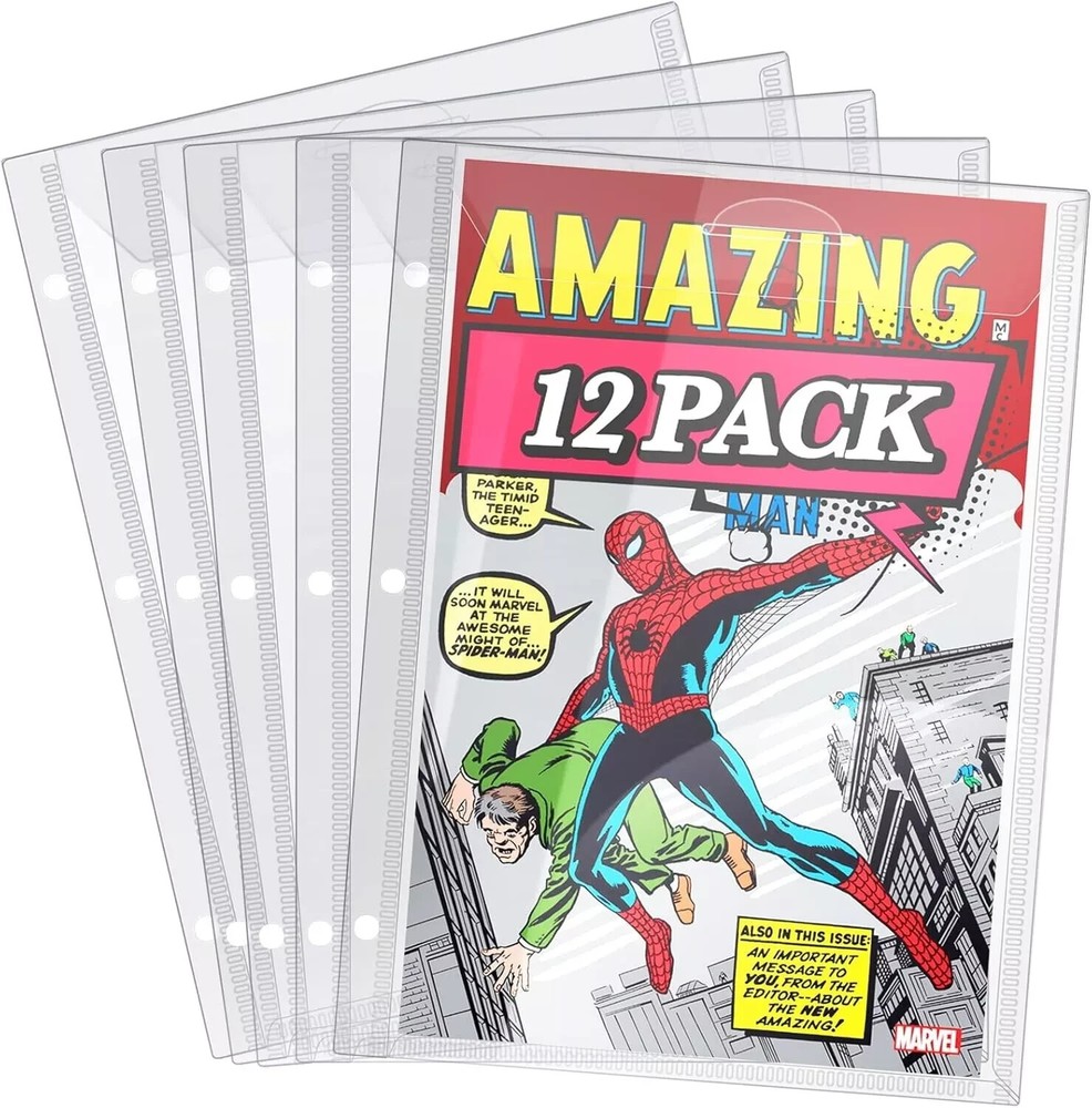 Comic Book Bags, Binder Sleeves for Comic Books, 12 Pack Comics Protector Bags