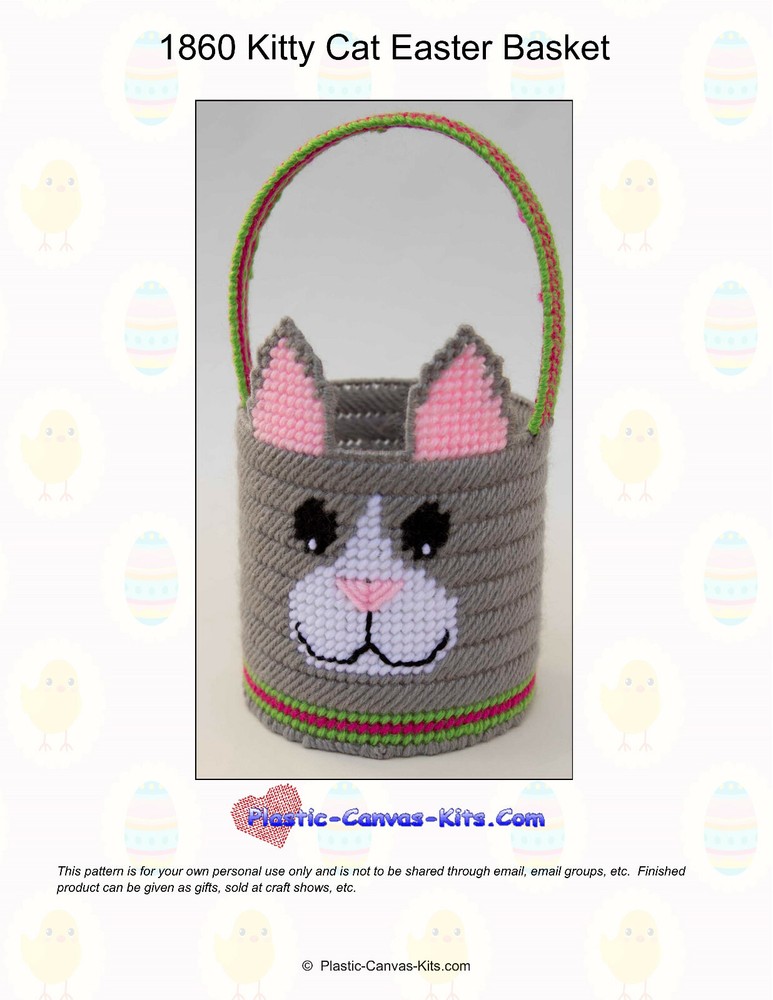 Kitty Cat Easter Basket-Plastic Canvas Pattern or Kit