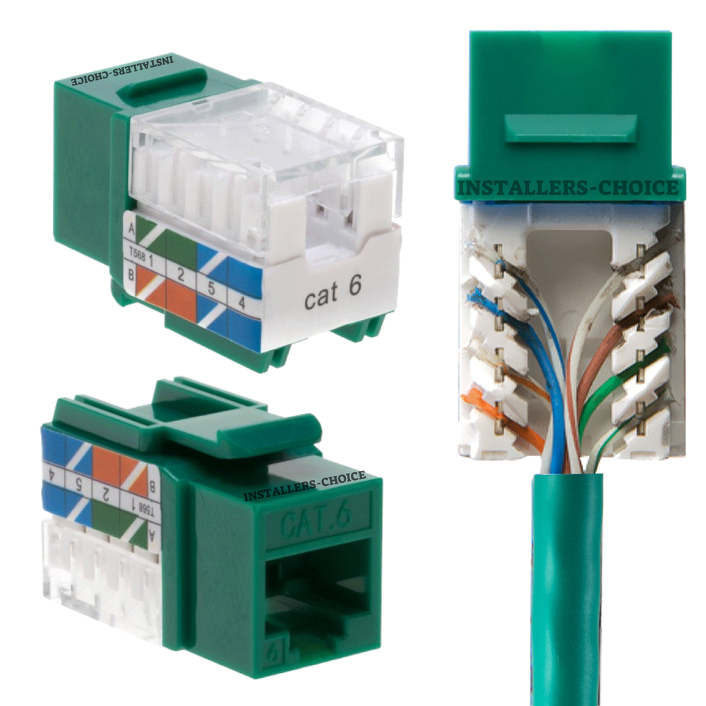 100 pcs Cat6 Punchdown Keystone Jack Green 45 Degree Angle Ethernet Network PACK