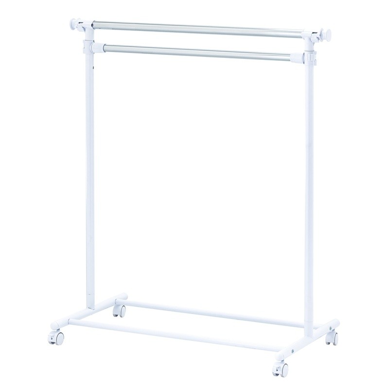 Adjustable 2-Tier Rolling Garment Rack Heavy Duty Clothes Organizer W/ Wheels US