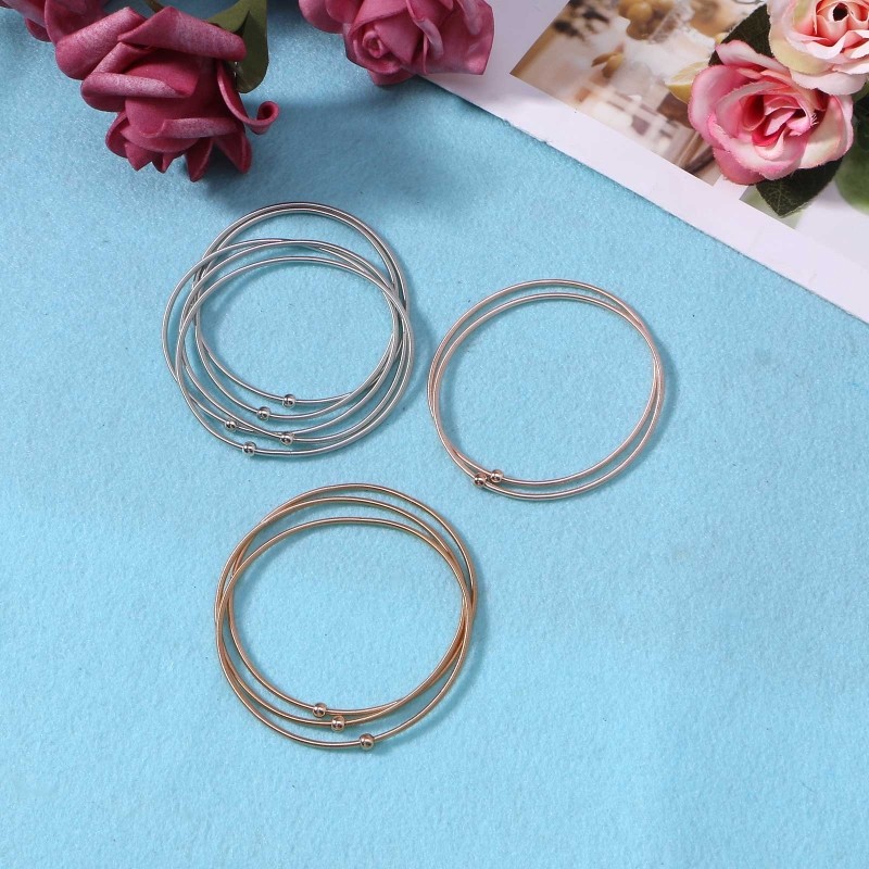 10Pieces/set Guitar String Spring Bracelet Silver Carbon Steel Stackable Jewelry