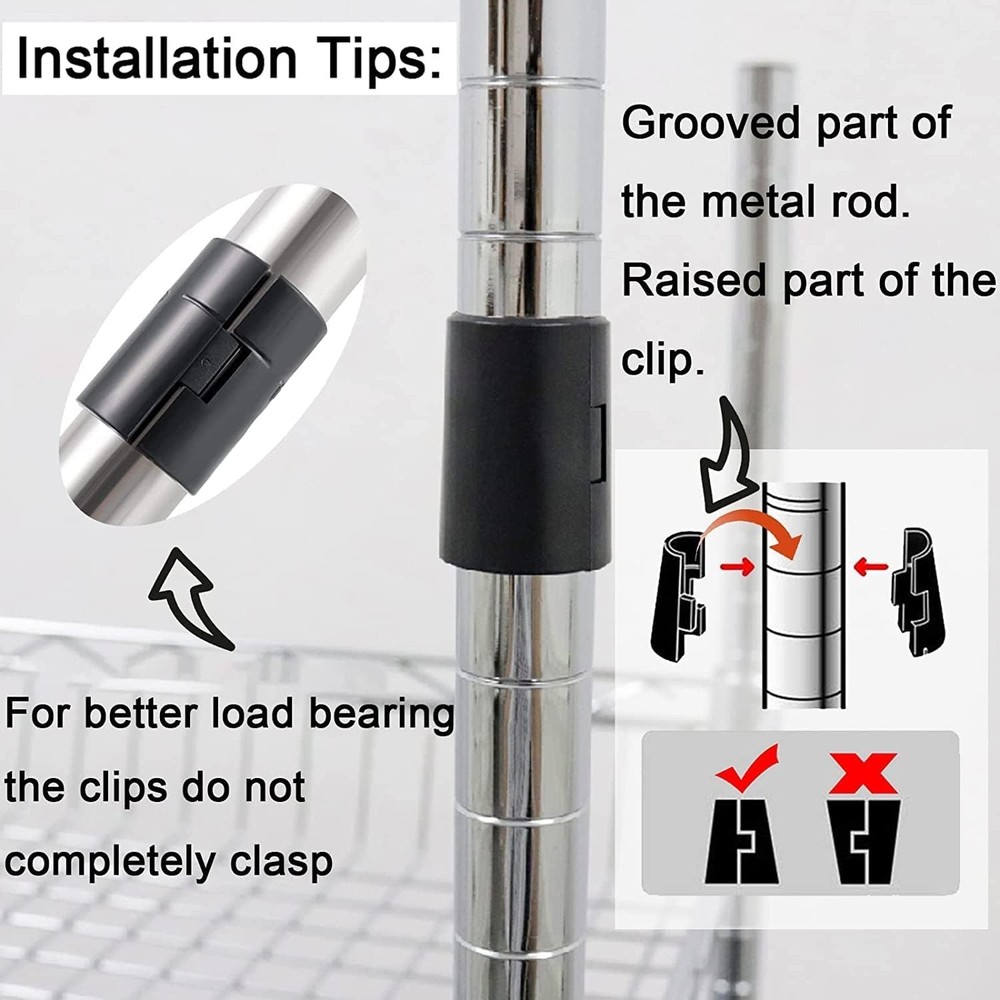 Wire Shelf Clips 8‑Pack for 1‑Post Shelving Replacements