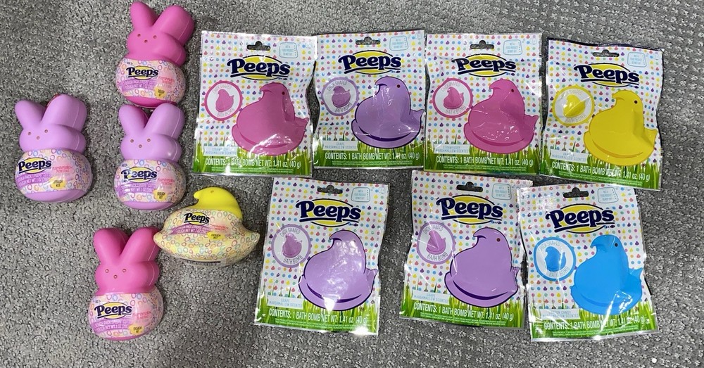Peeps Dough Pack with Cutter & Bath Bombs Lot Chicks Bunny Marshmallow Easter