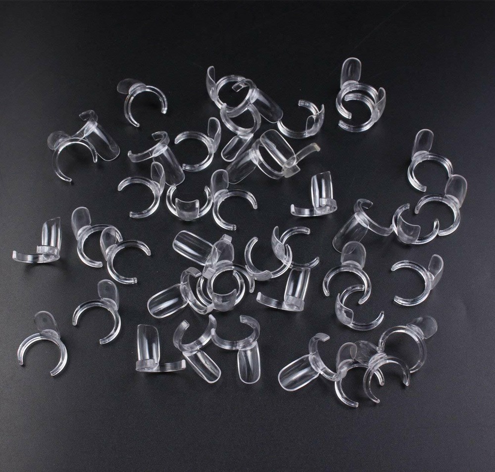 50pc Ring False Nail Art Tools Polish Display Practice Tips Choose Clear/Natural