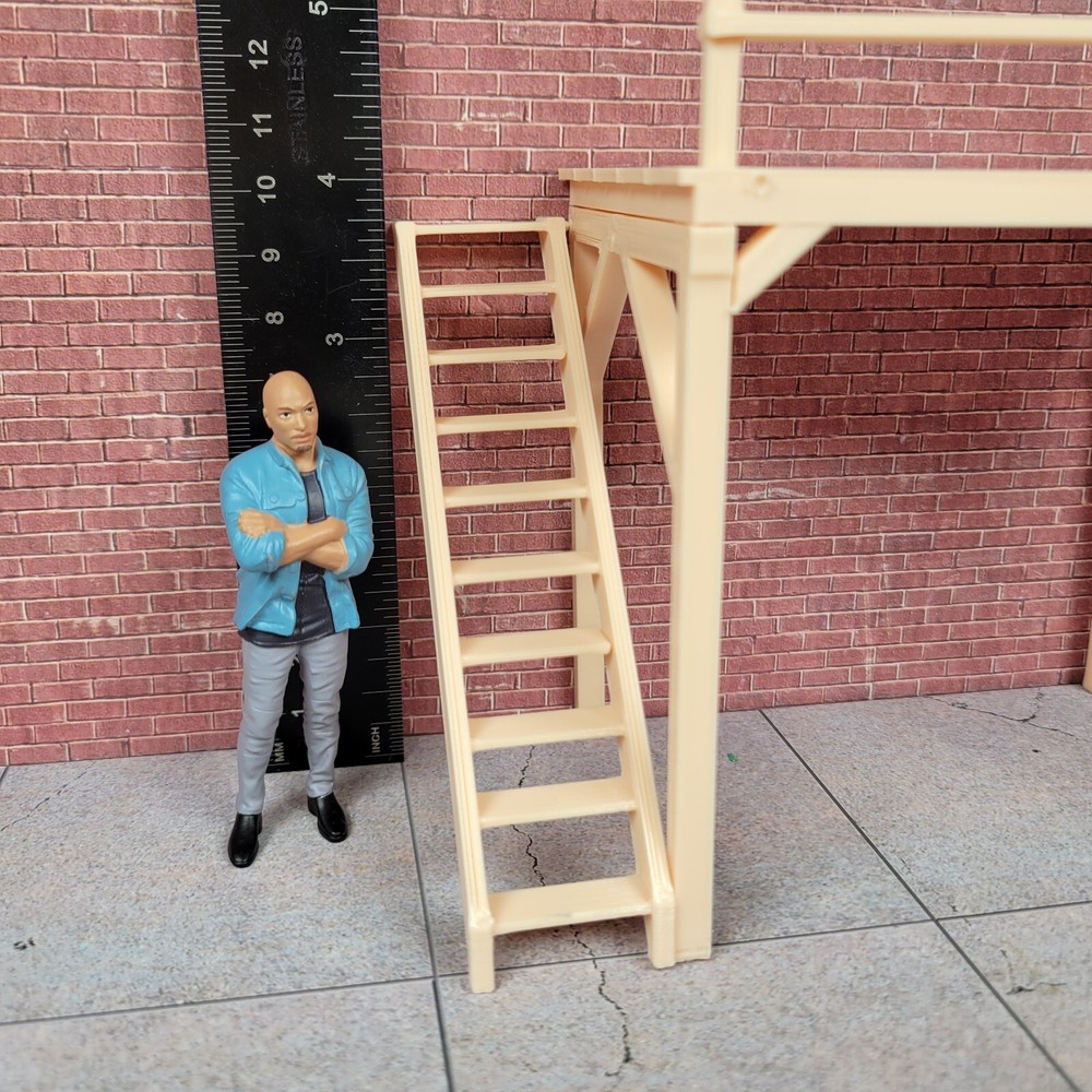 Garage Loft Model Set 1/24 Scale Diorama Dollhouse Accessory