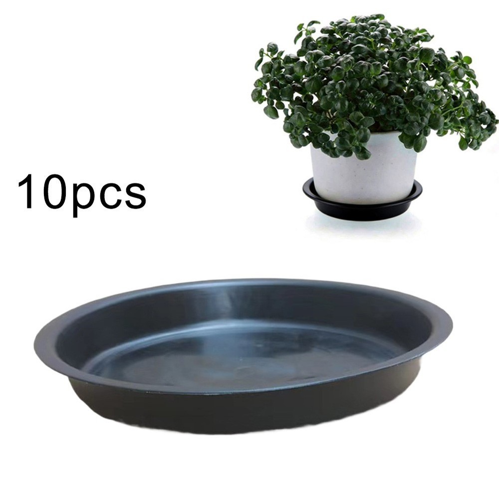 Black Saucers for Plant Pots 10 Count with Multiple Size Compatibility