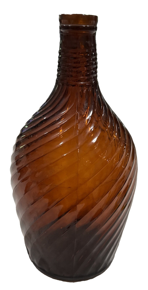 Vintage Large Duraglass Amber Bottle Swirl Pattern Rustic Primitive Decor
