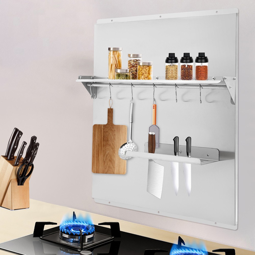 Range Backsplash Commercial Kitchen Stove Backsplash W/ Storage Shelf Wall Mount