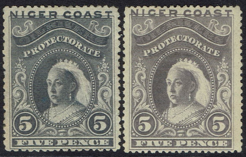 NIGER COAST 1894 QV 5D BOTH SHADES PERF 14½ - 15