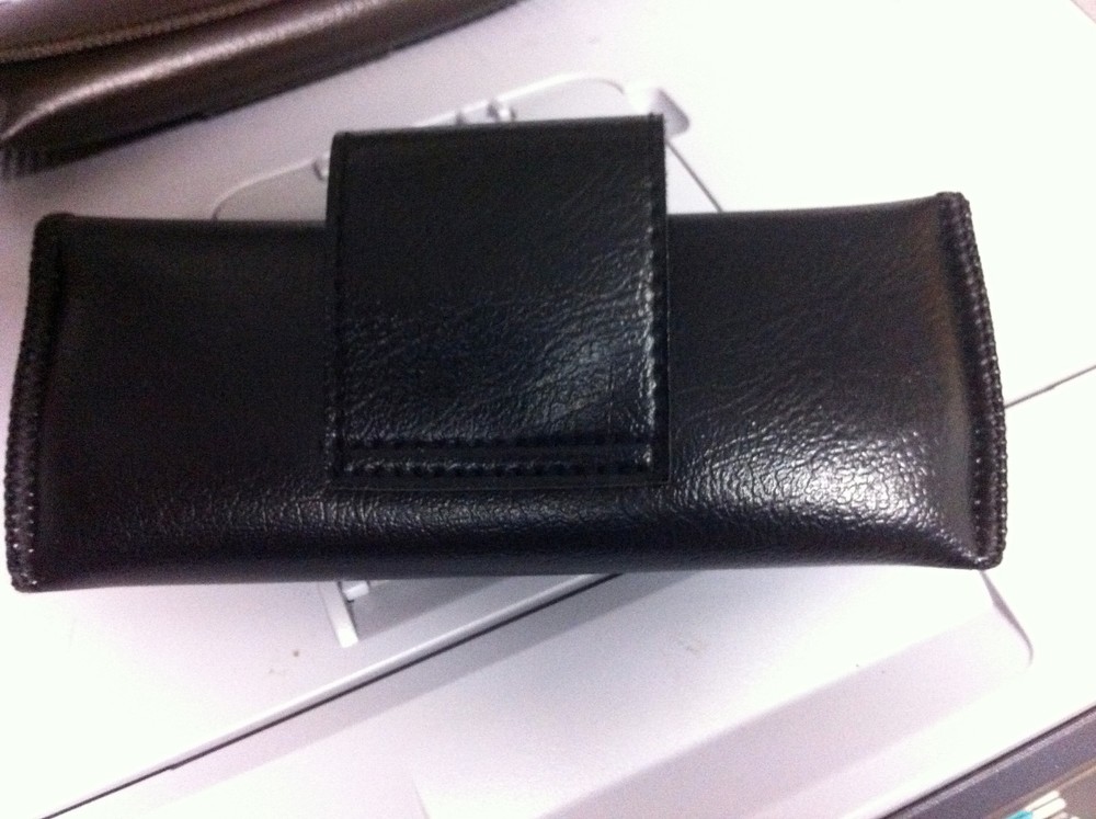 brown double snap belt loop eyeglass case holder