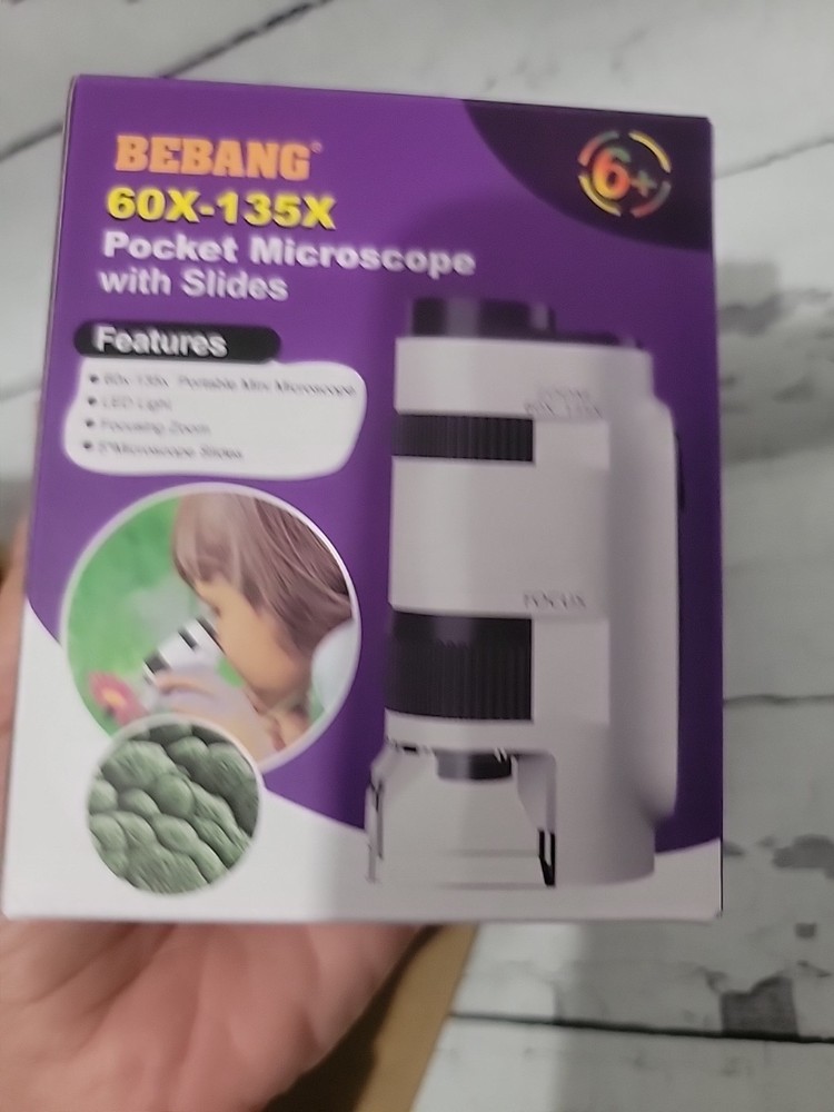 Portable Pocket Microscope Mini Lab Kids Microscope with 5 Prepared Slides Minis