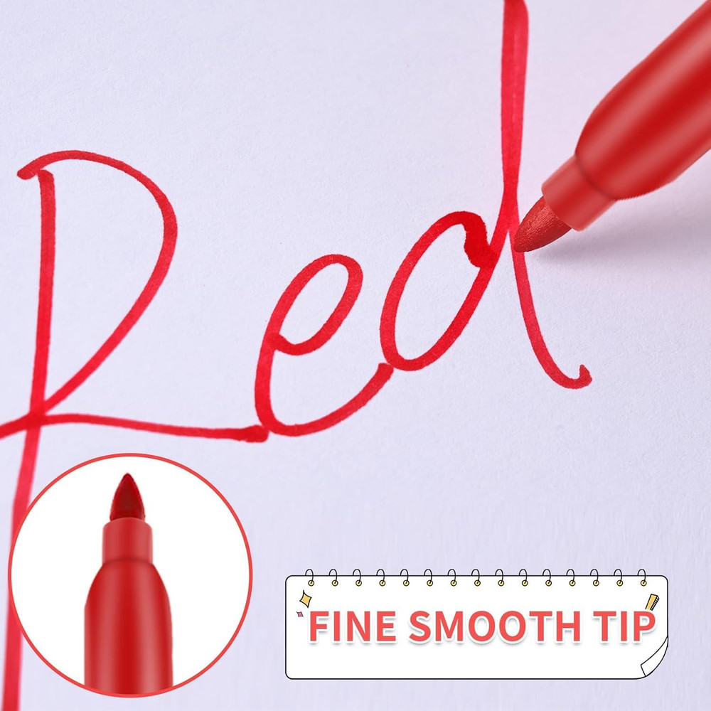 Permanent Markers,Fine Point Markers, 15 Pack Red Permanent Marker Set, Quick Dr