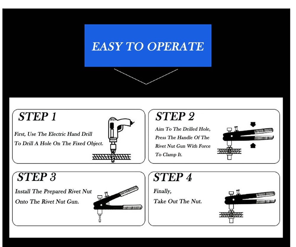 Heavy Duty Blind Rivet Nut Tool Set, Hand Rivet Wrench, Threaded Insert, Rive...