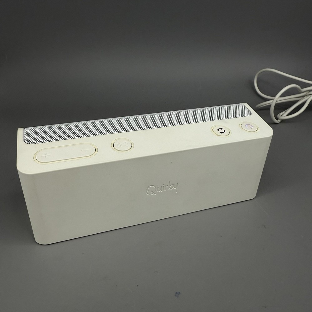 Quirky Ohm Wireless Bluetooth Speaker w/ Charging Base Adapter White Portable