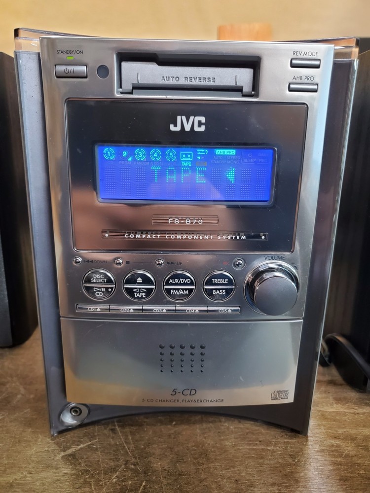 JVC FS-B70 AM/FM Cassette 5-Disc CD Changer Micro System Head Unit and Remote