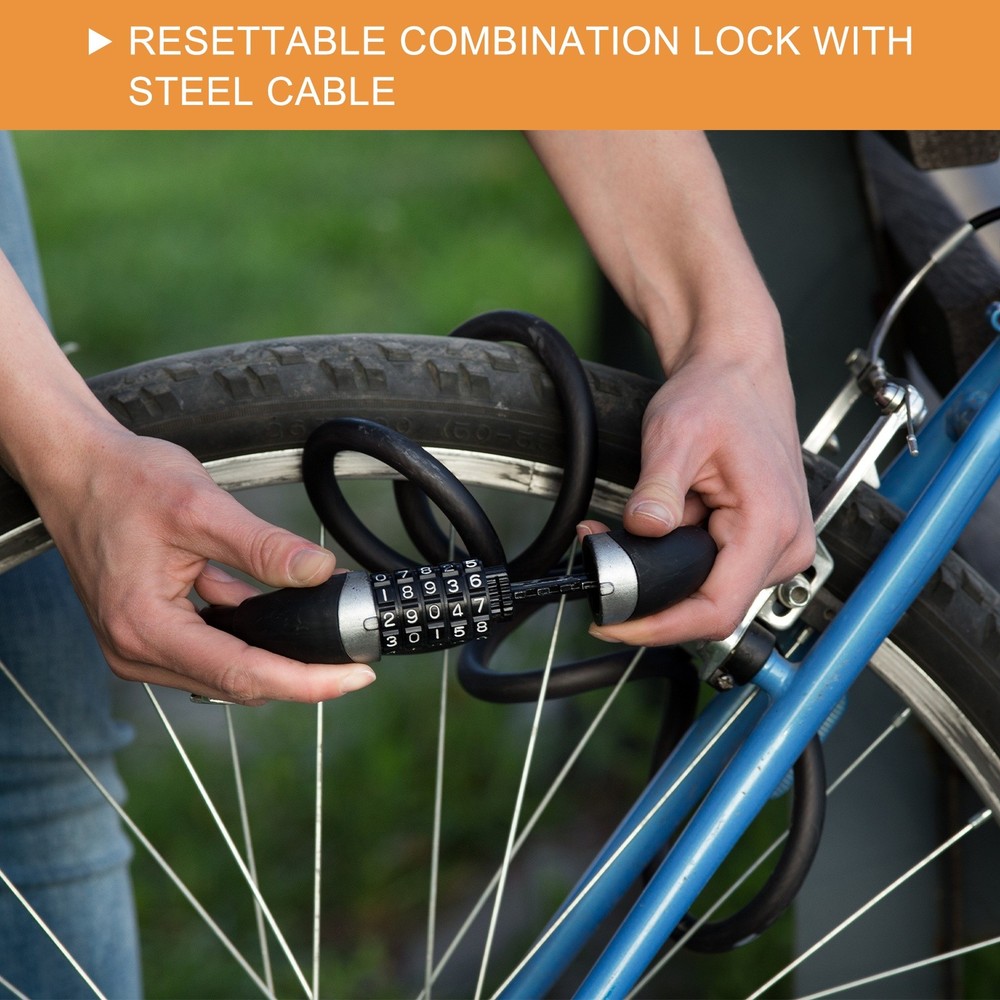 150cm Bike Lock Cable, Security Bike Wire with 4 Digit Code Combination, Clear